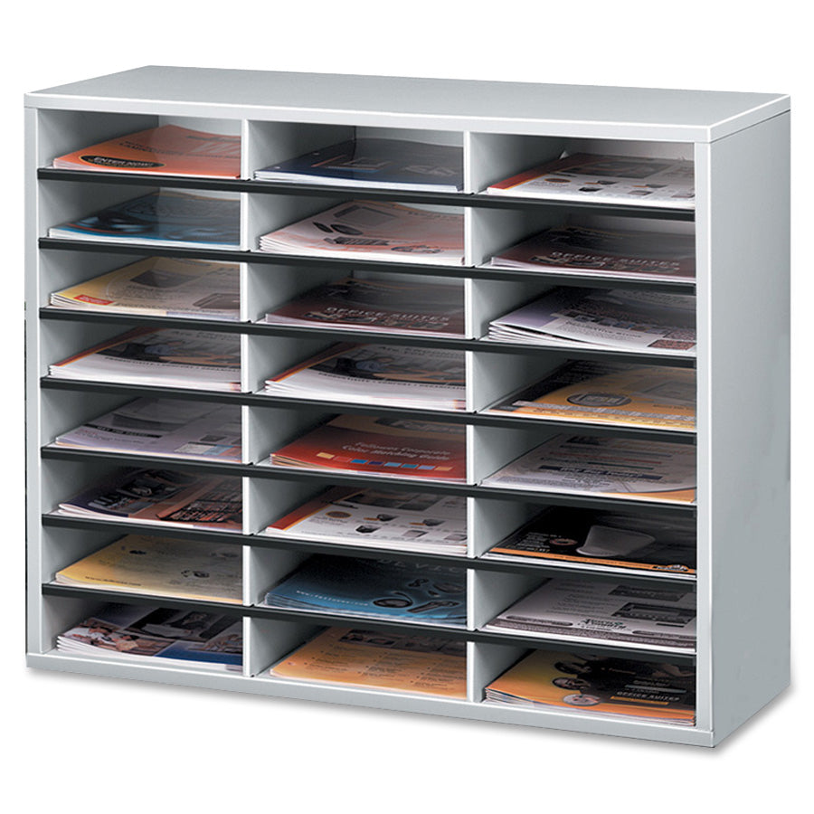 Wholesale Racks & Organizers: Discounts on Fellowes Literature Organizer - 24 Compartment Sorter, Dove Gray FEL25041