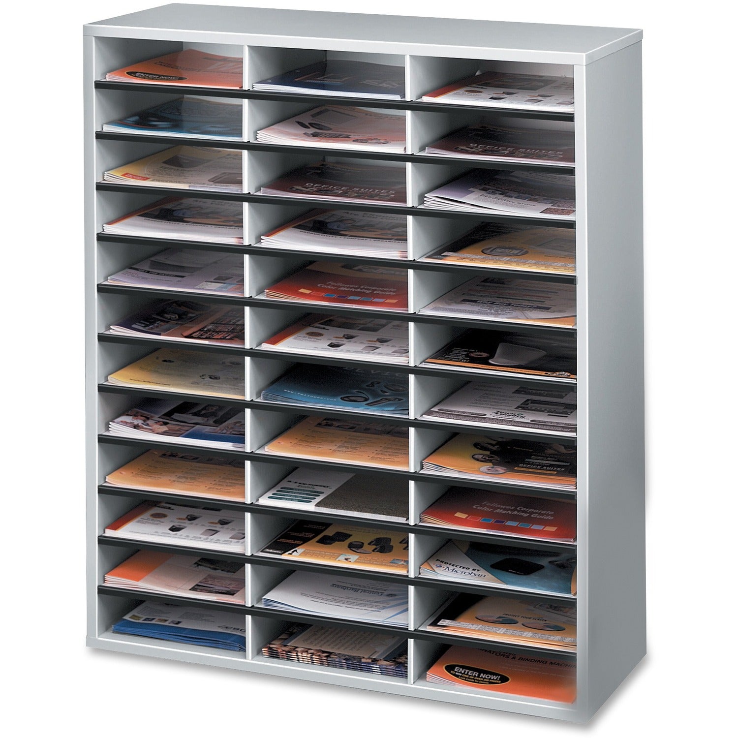 Wholesale Racks & Organizers: Discounts on Fellowes Literature Organizer - 36 Compartment Sorter, Dove Gray FEL25061
