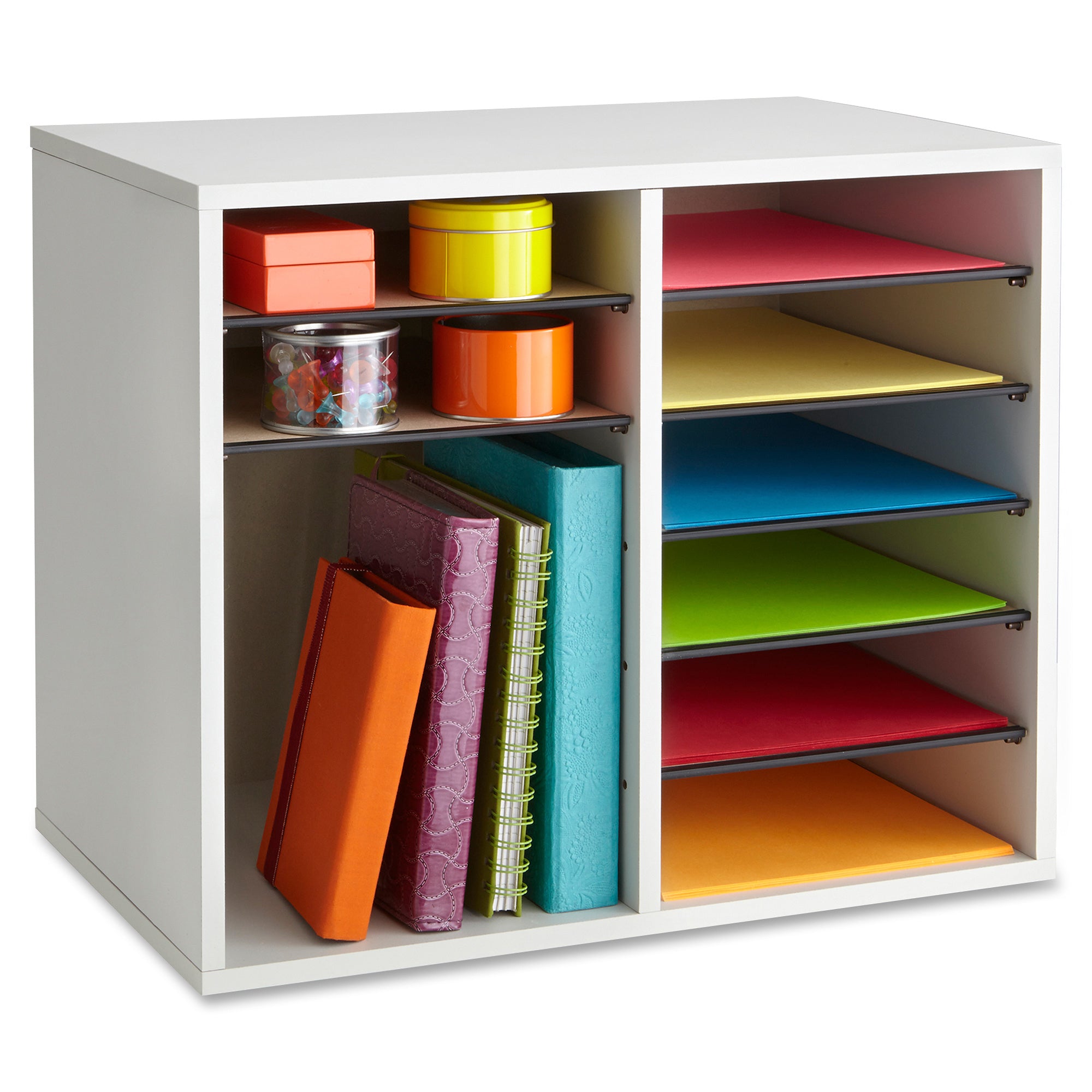 Safco Adjustable 12-Slot Wood Literature Organizer