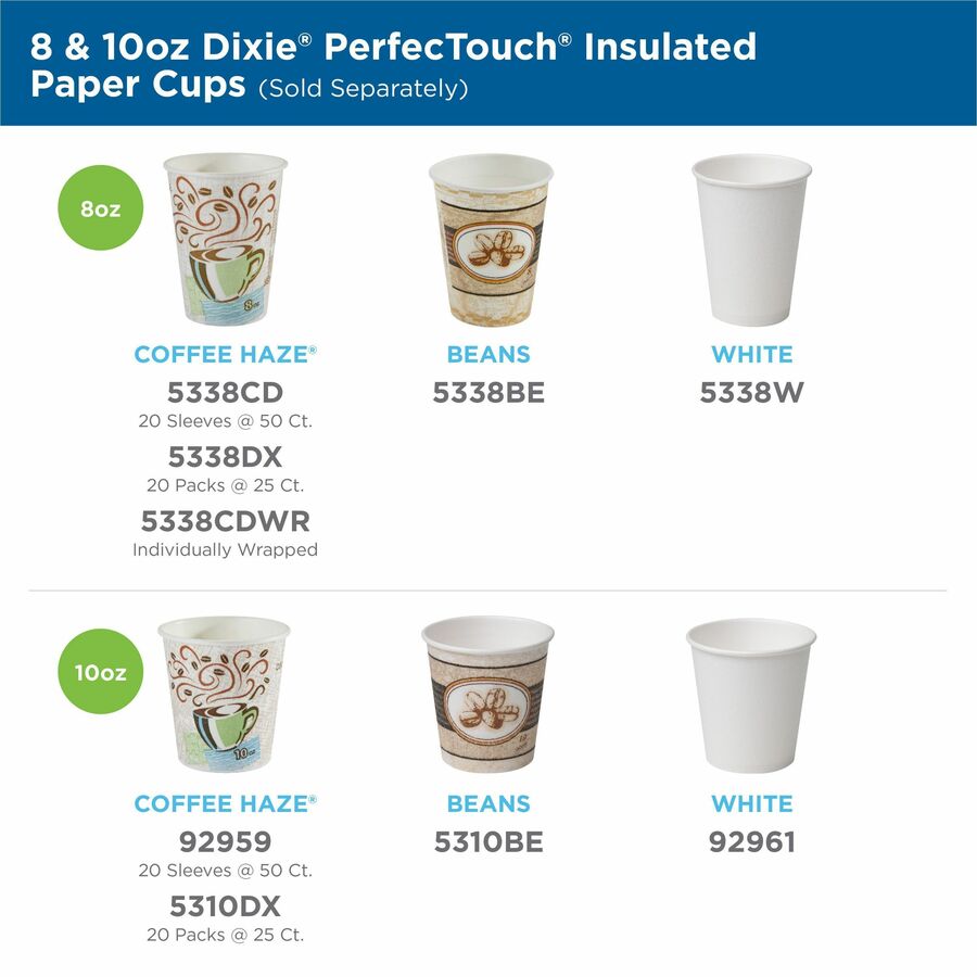 Dixie PerfecTouch 10 oz Insulated Paper Hot Coffee Cups by GP Pro