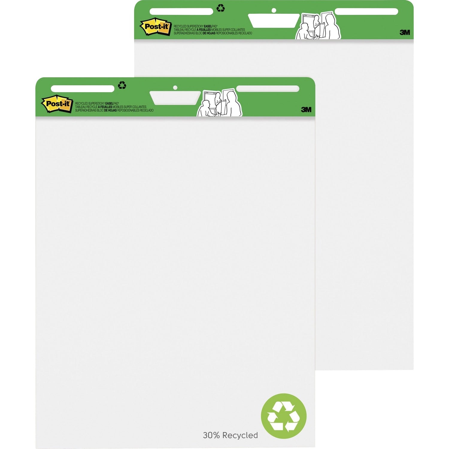 Post-it&reg; Easel Pad made with Recycled Paper, 25" x 30", White
