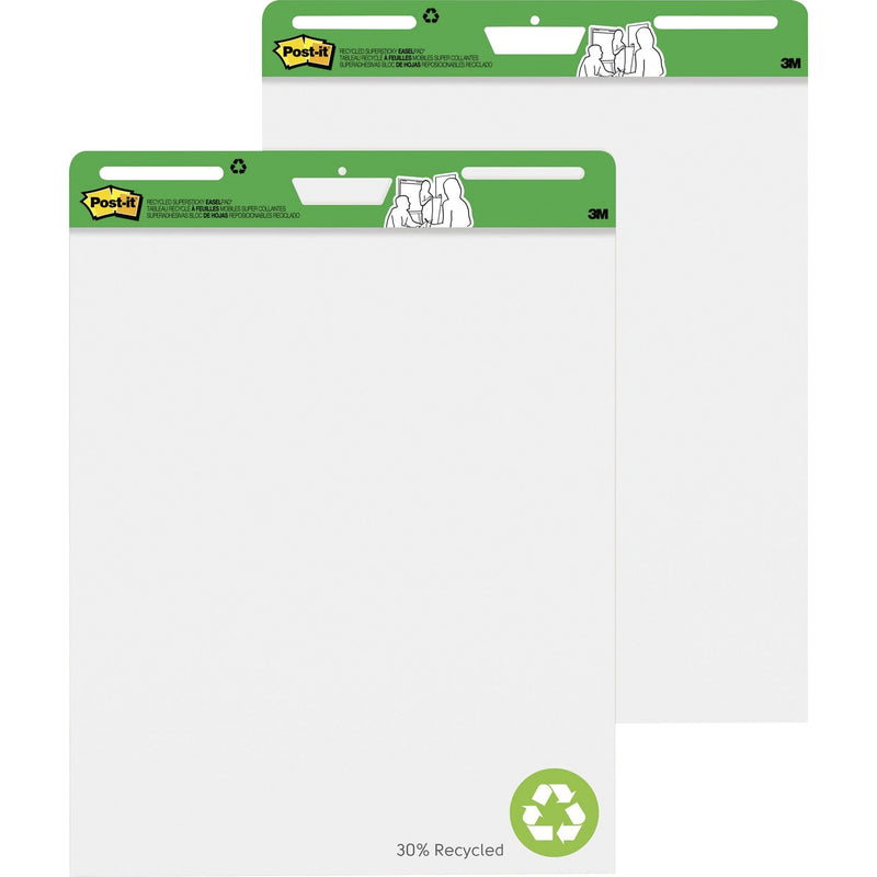 Post-it&reg; Easel Pad made with Recycled Paper, 25" x 30", White