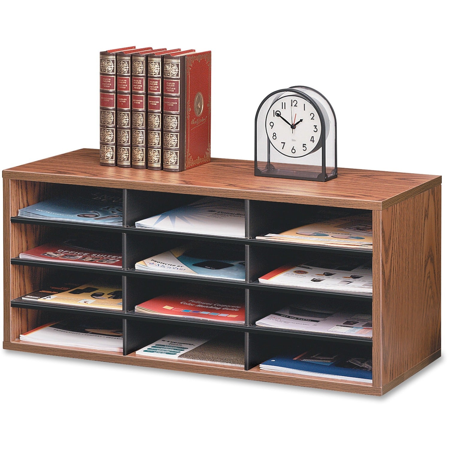 Wholesale Racks & Organizers: Discounts on Fellowes Literature Organizer - 12 Compartment Sorter, Medium Oak FEL25400