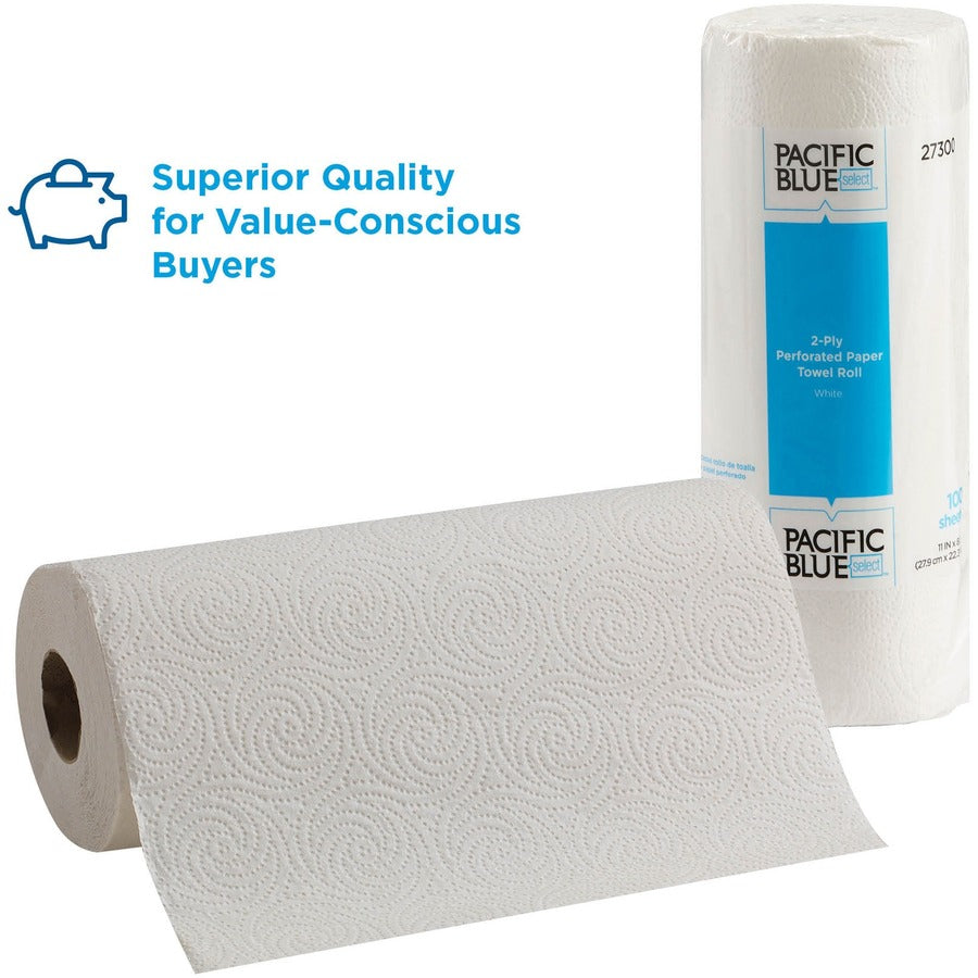 Perforated Paper Towel, 8 4/5 x 11, White, 100/Roll, 30 Rolls/Carton