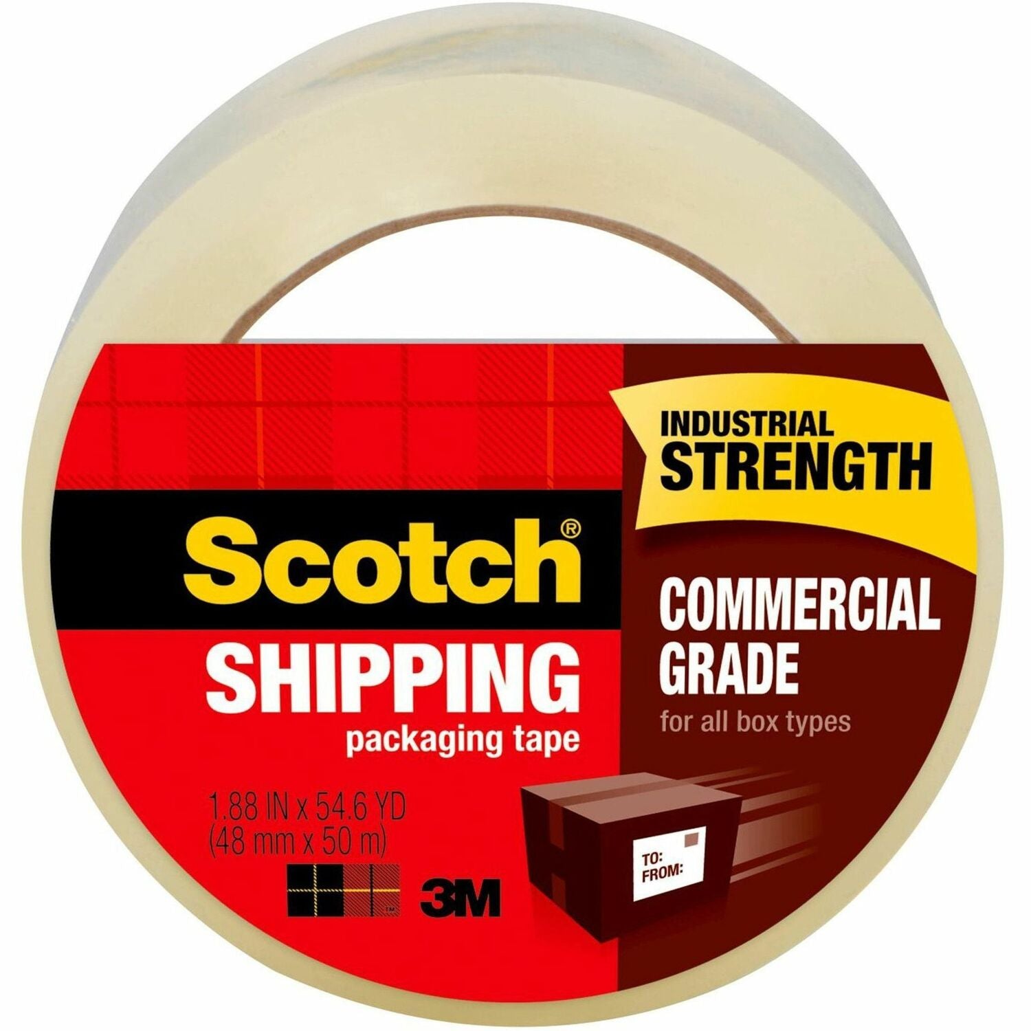 Scotch&reg; Commercial Grade Shipping Packaging Tape, 1.88" x 54.60 Yds