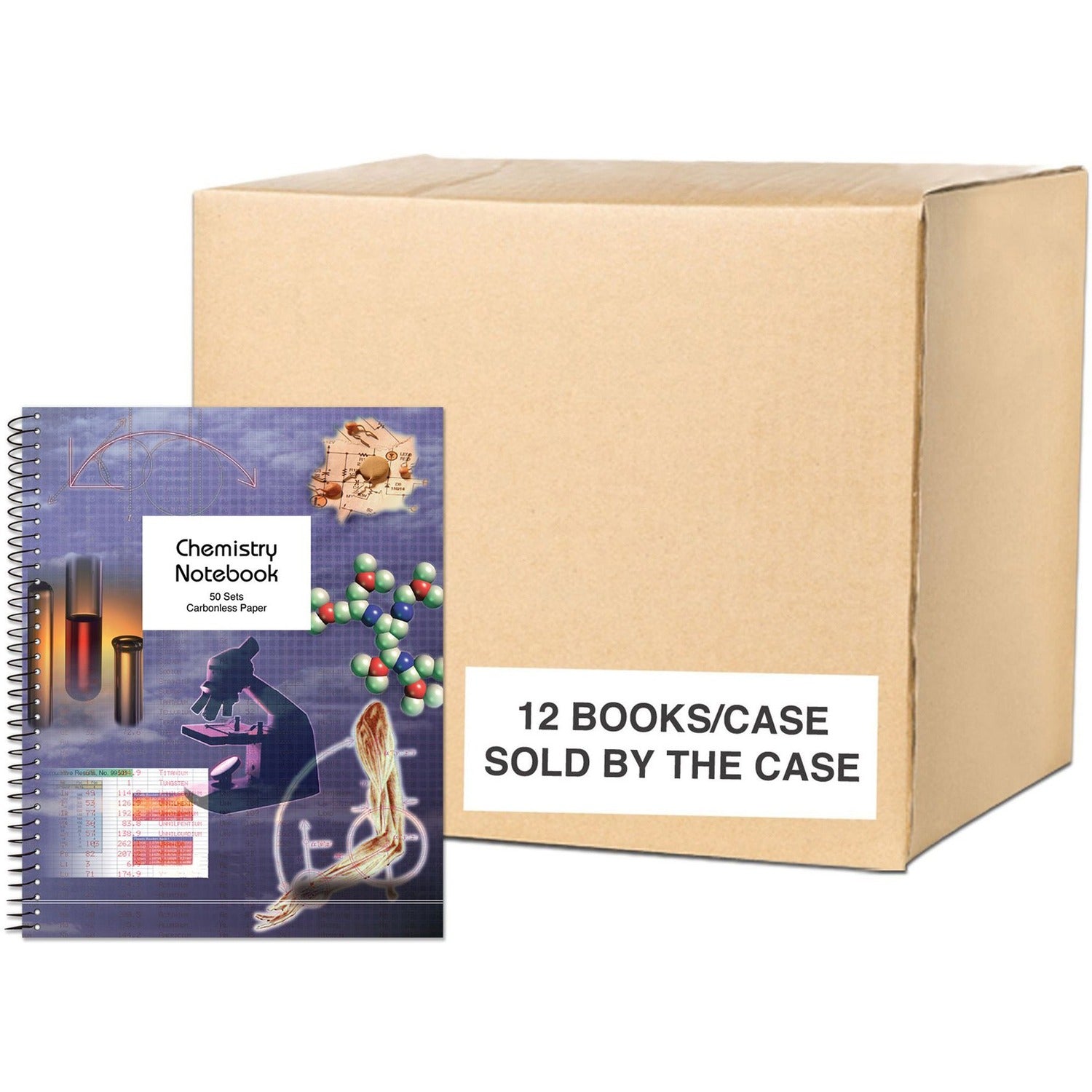 Roaring Spring 4x4 Graph Ruled Spiral Chemistry Lab Notebook with Carbonless Sets, 11" x 8.5" 50 Sets, White/Blue Pages - 12 per Carton