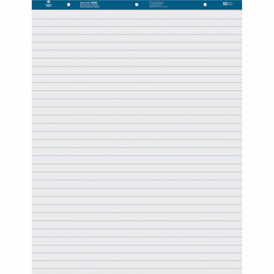 Business Source 27" x 34" Ruled Easel Pad, 50 Sheets, 2/ Carton