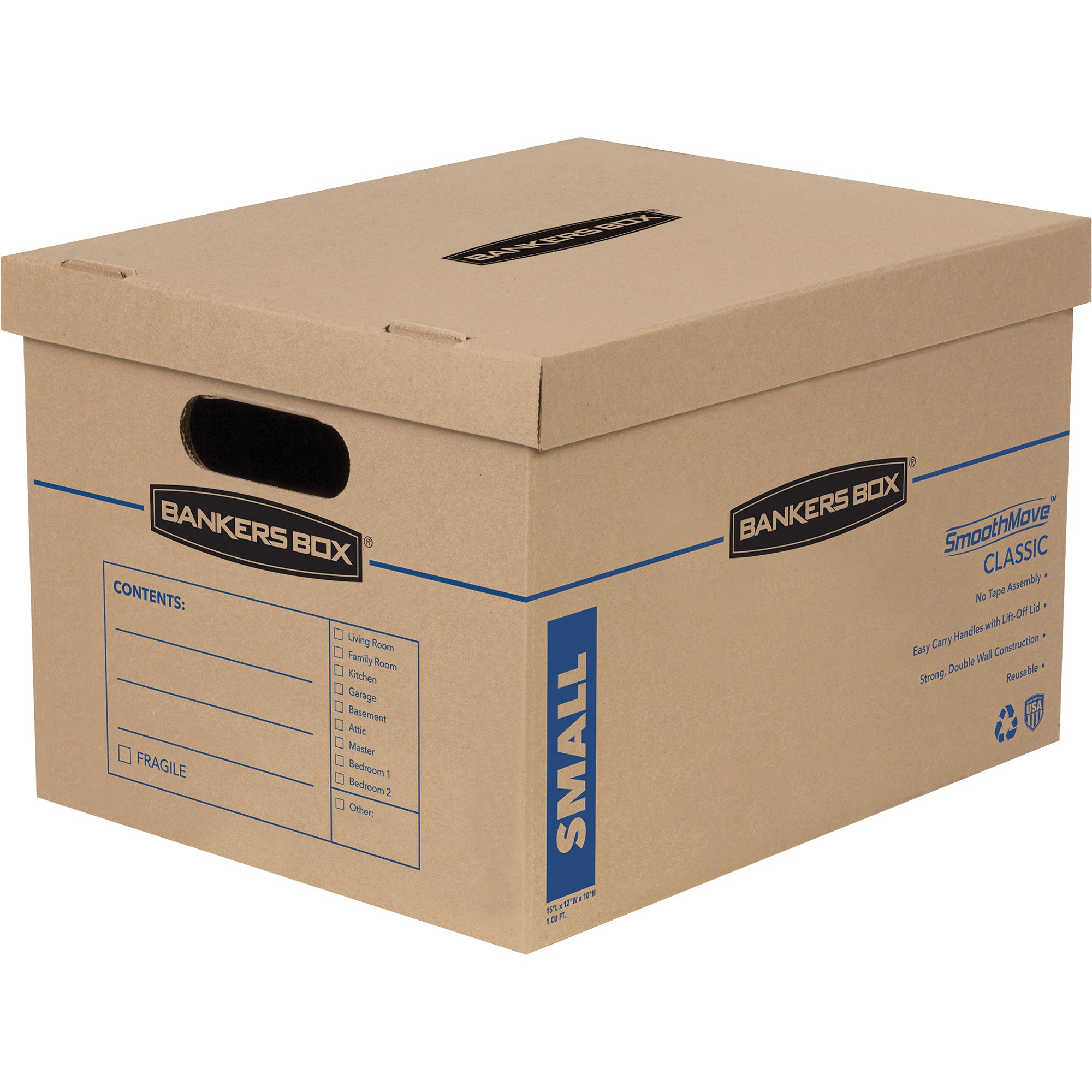 Wholesale Moving Boxes: Discounts on Fellowes Bankers Box&reg; SmoothMove&trade; Classic Moving Boxes, Small Size, Lift-Off Lid, Kraft, 10"H x 12"W x 15"D, 10 / Pack FEL7714203