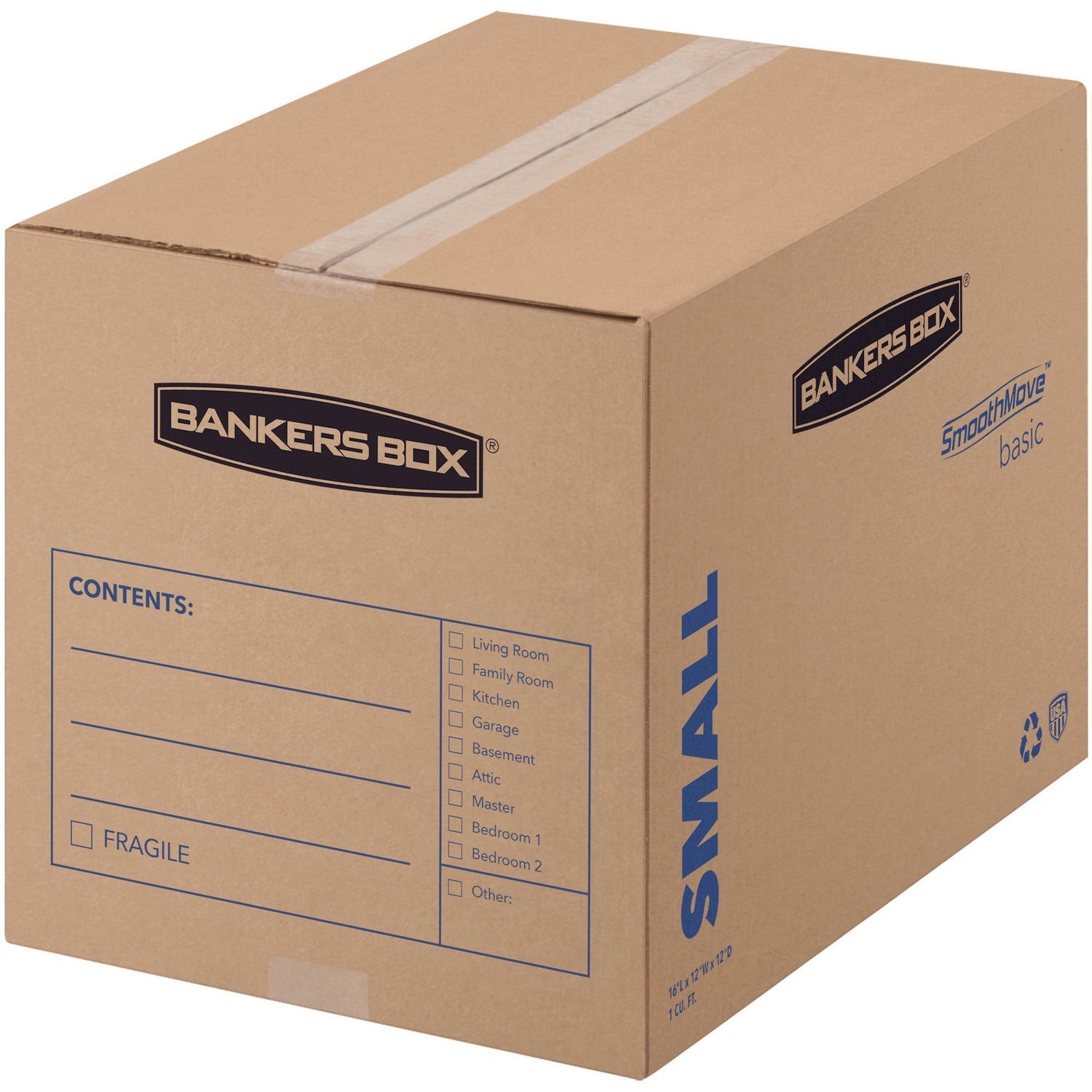 Wholesale Bankers Boxes: Discounts on Fellowes Bankers Box&reg; SmoothMove&trade; Basic Moving Boxes, Small Size, Kraft,Blue, 12"H x 12"W x 16"D, 25 / Pack FEL7713801