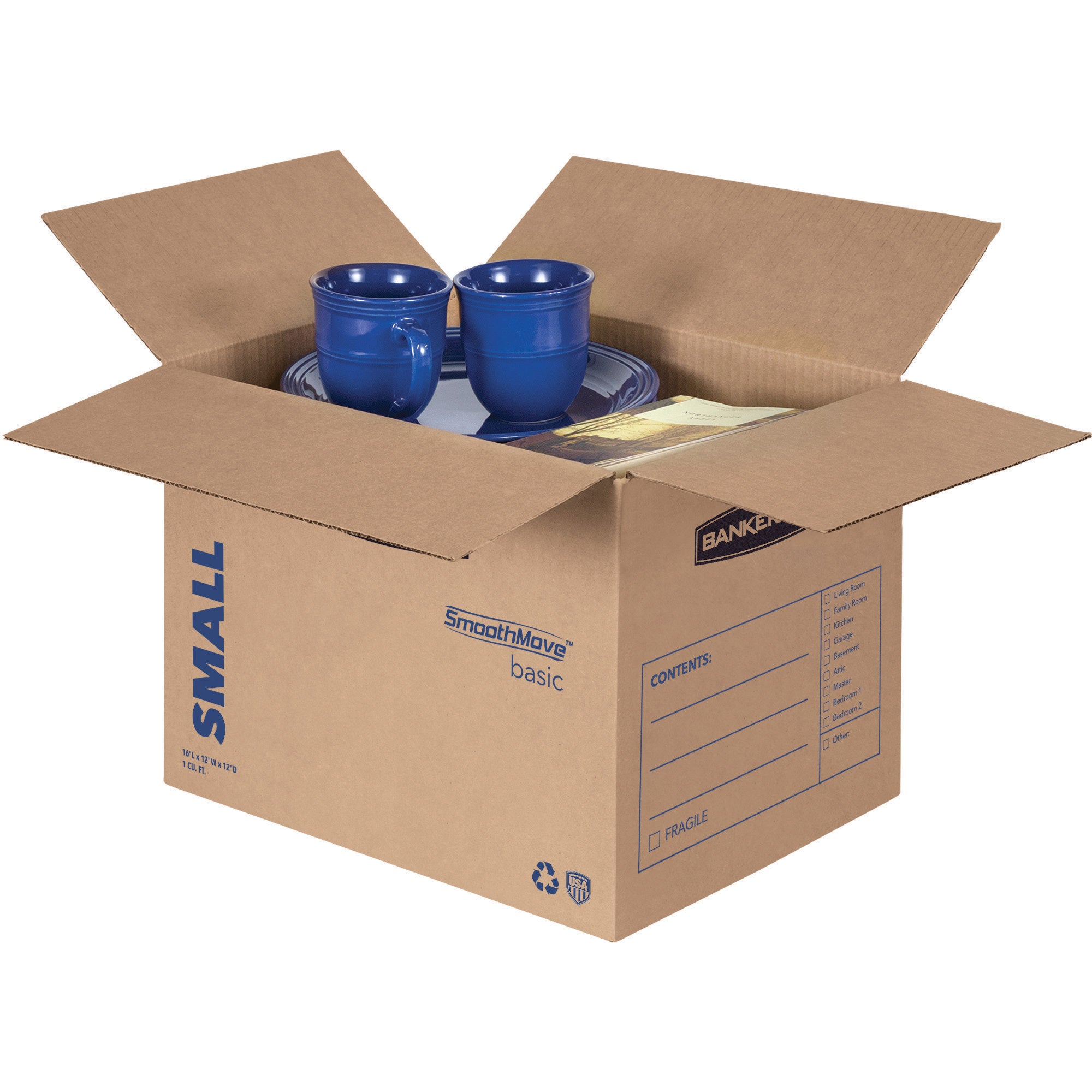 Wholesale Bankers Boxes: Discounts on Fellowes Bankers Box&reg; SmoothMove&trade; Basic Moving Boxes, Small Size, Kraft,Blue, 12"H x 12"W x 16"D, 25 / Pack FEL7713801