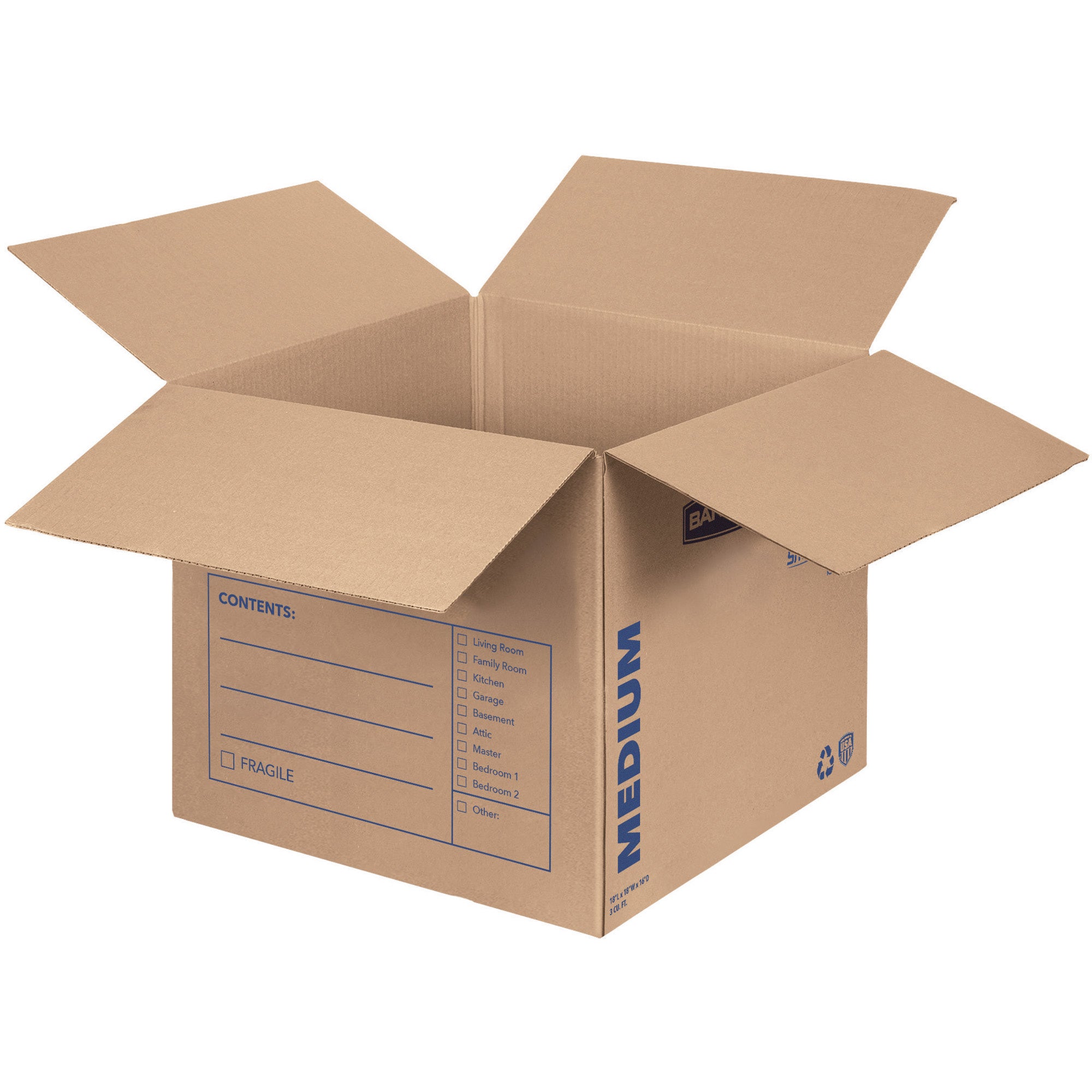 Wholesale Bankers Boxes: Discounts on Fellowes Bankers Box&reg; SmoothMove&trade; Basic Moving Boxes, Medium Size, Kraft/Blue, 16"H x 18"W x 18"D, 20 / Pack FEL7713901