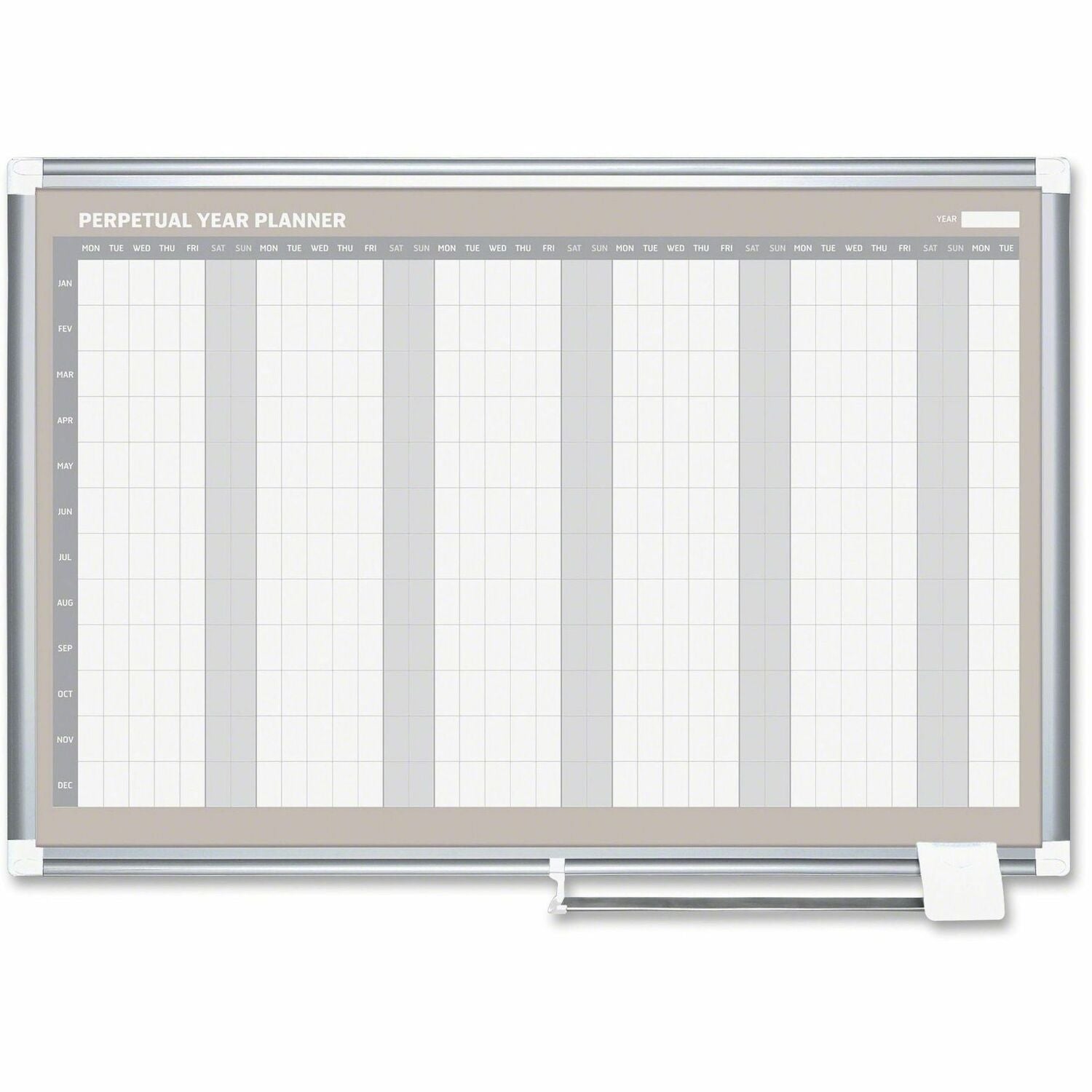 Perpetual Year Planner, 48x36, White/Silver,