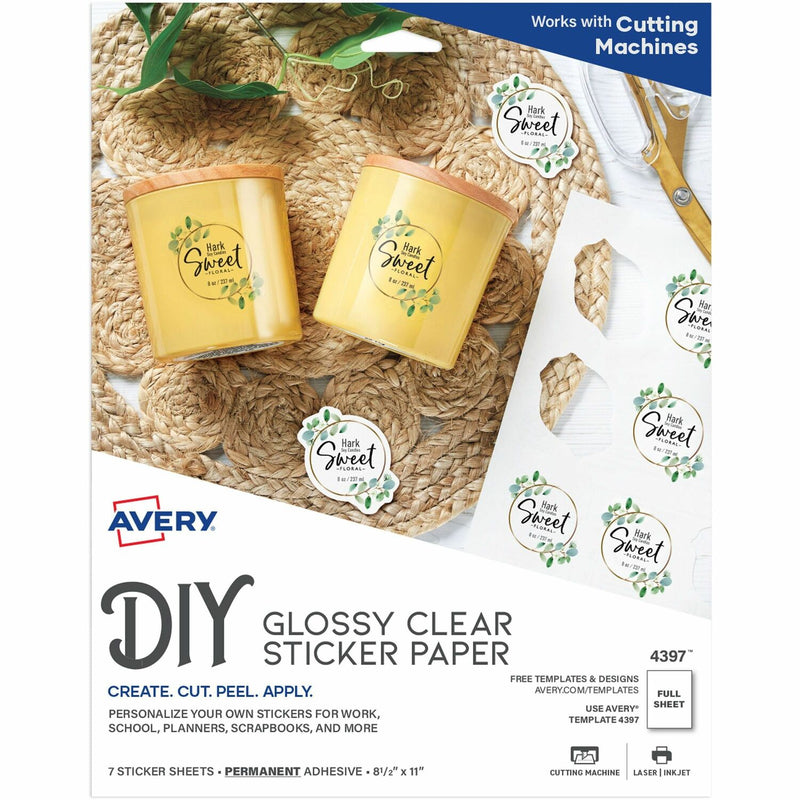 Avery&reg; Inkjet Printable Adhesive Paper - Glossy, Clear