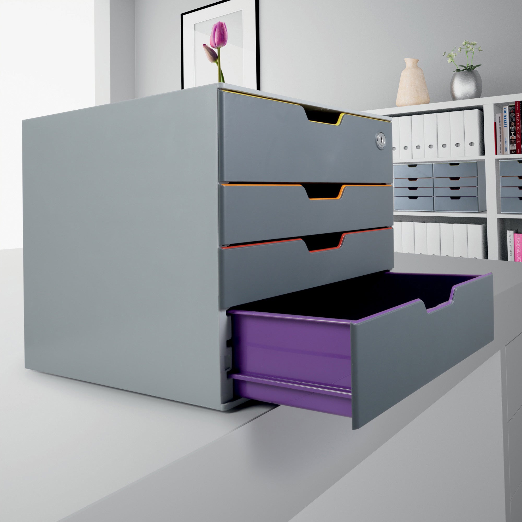 DURABLE&reg; VARICOLOR&reg; Keyed Lock Desktop 4 Drawer Organizer