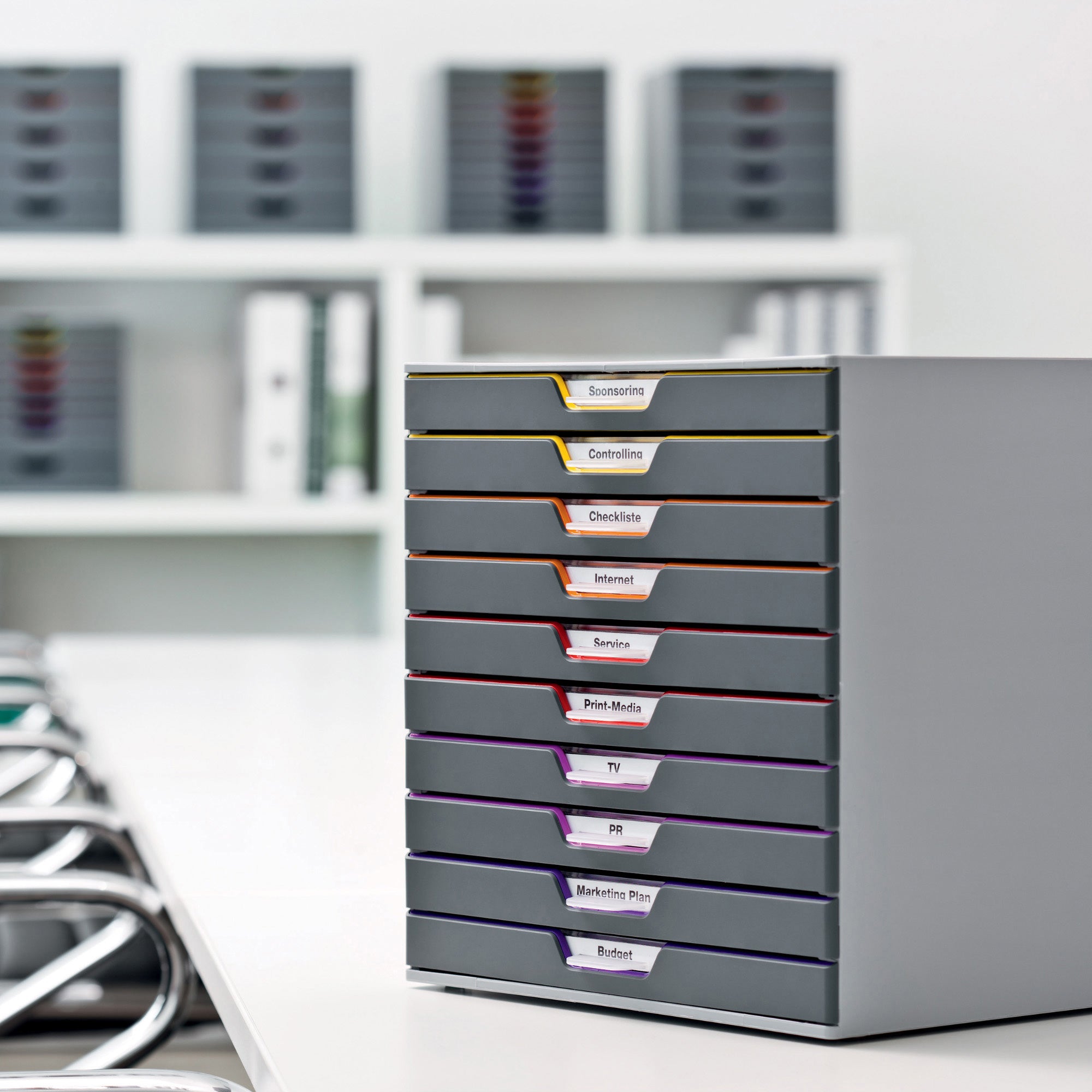 DURABLE&reg; VARICOLOR&reg; Desktop 10 Drawer Organizer