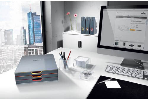 DURABLE VARICOLOR 3 Drawer Desktop Storage Box, Gray/Multicolor