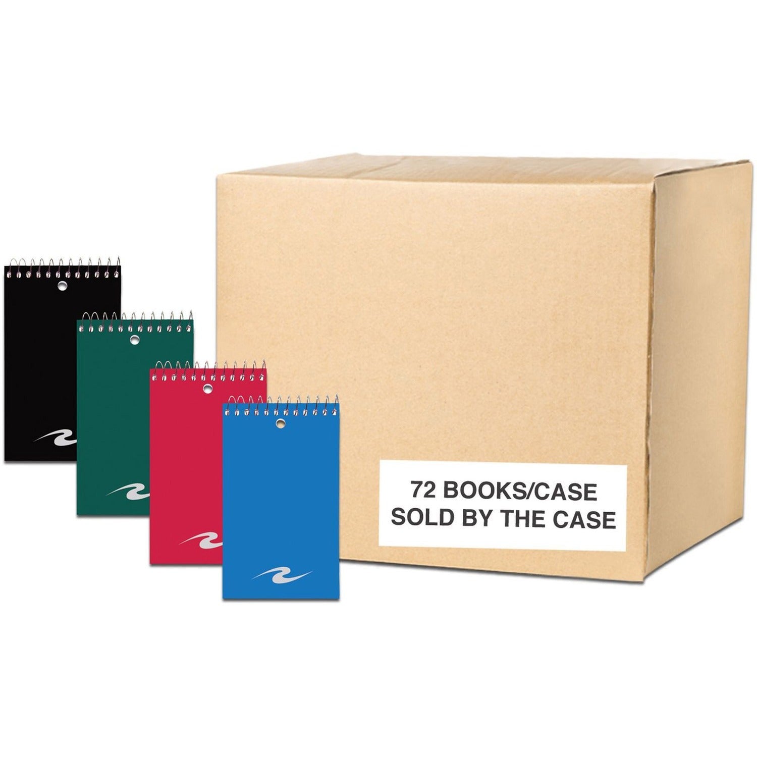 Roaring Spring Narrow Ruled Topbound Spiral Memo Pad Book, 1 Case (72 Total), 3" x 5" 75 Sheets, Assorted Colors