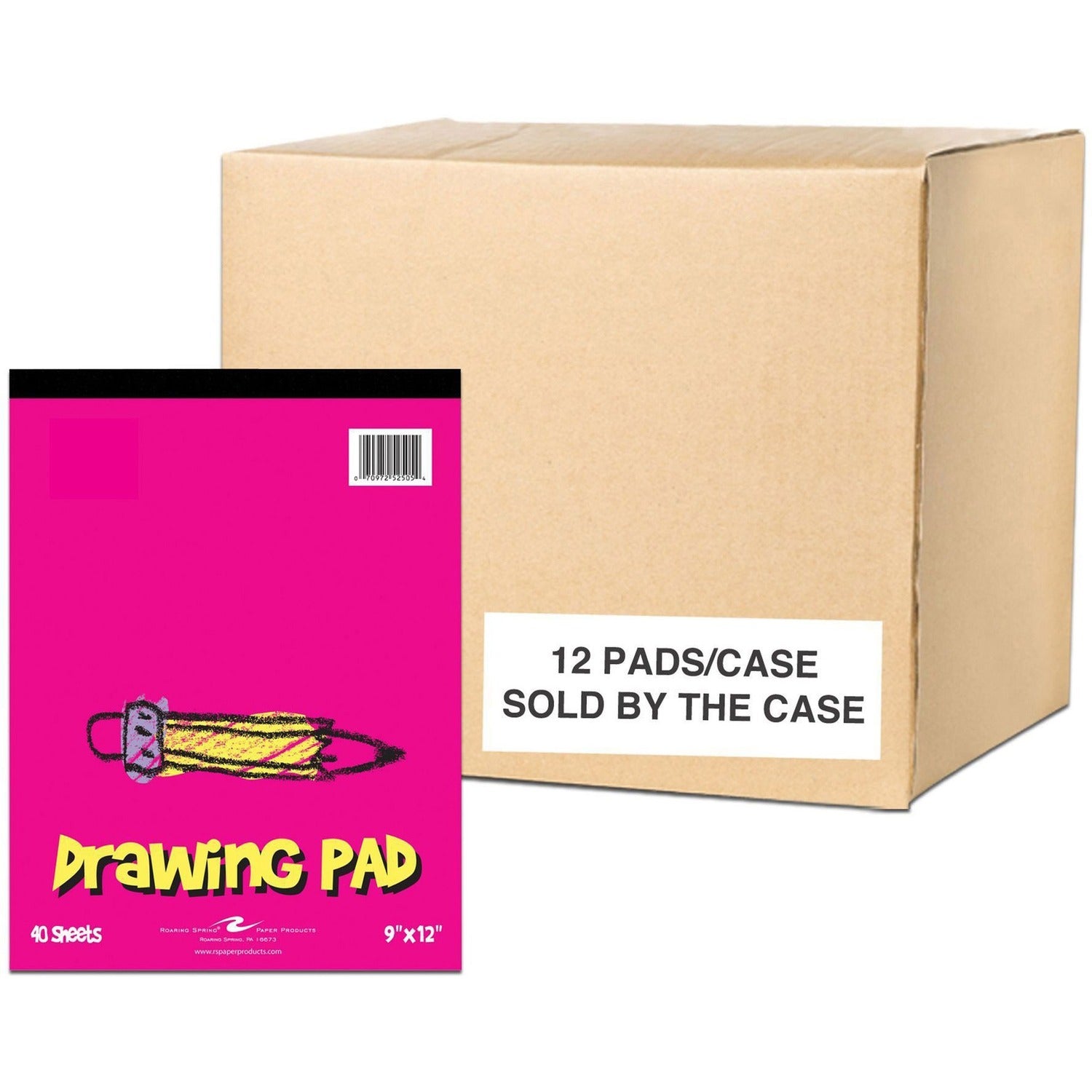 Roaring Spring Kid's Drawing Sketch Pad, 9" x 12" 40 Sheets, 1 Case (12 Total), 20# Drawing Paper