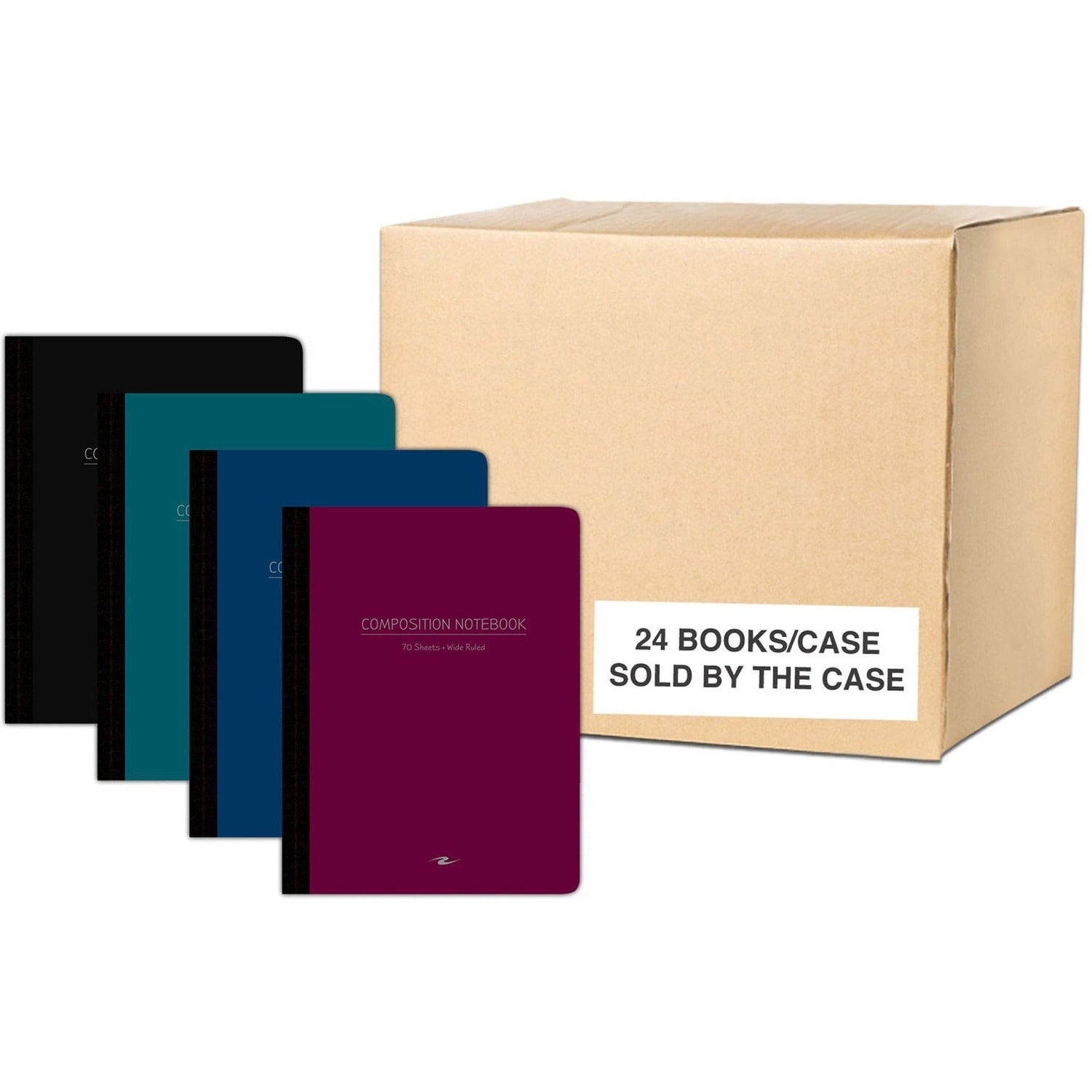 Roaring Spring Wide Ruled Flexible Poly Cover Composition Book, 1 Case (24 Total), 9.75" x 7.5" 70 Sheets, Assorted Primary Colors