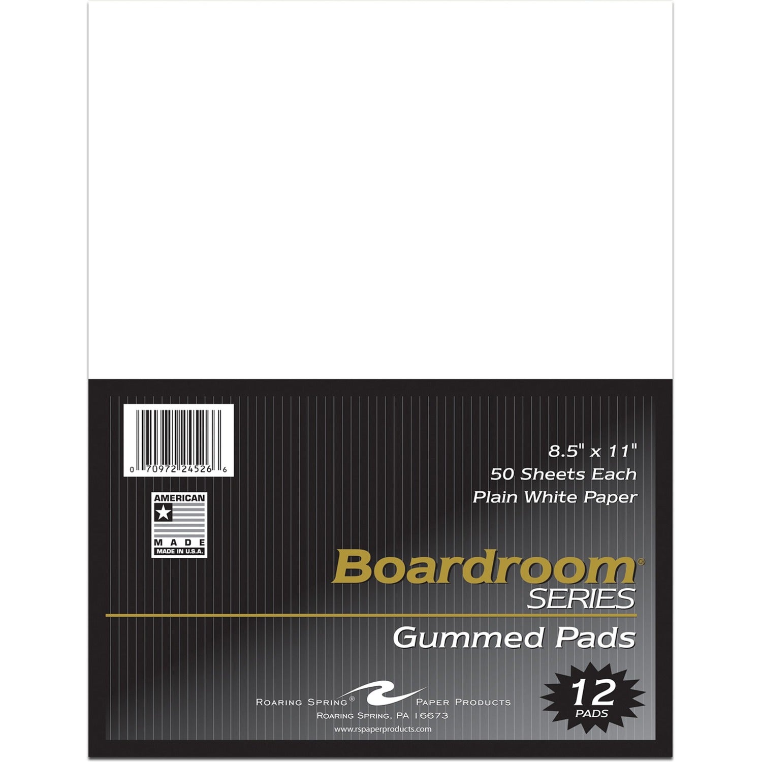 Roaring Spring Boardroom Series Plain Unruled Gummed Glue Top Legal Pads, 1 Case (Six 12 Packs), 8.5" x 11" 50 Sheets, White Paper