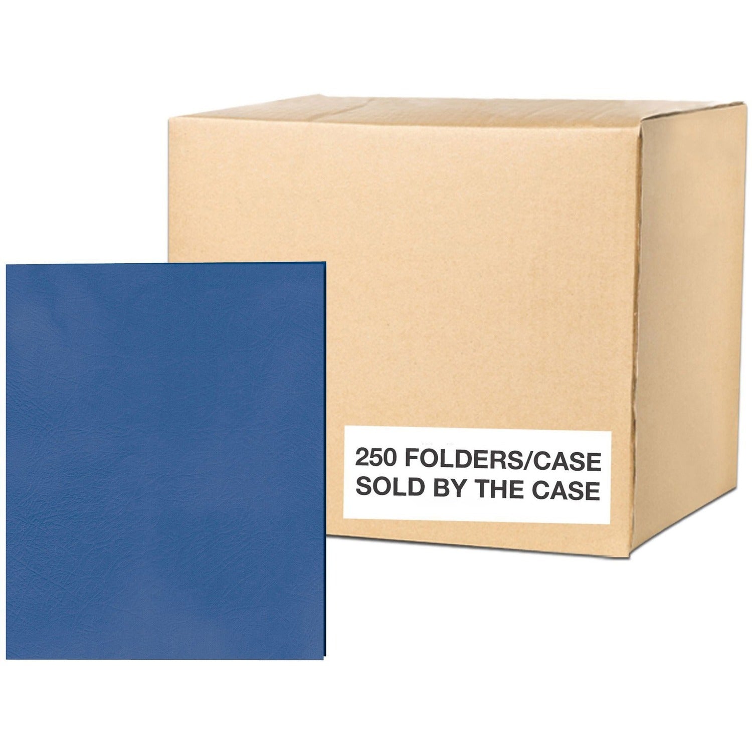 Roaring Spring Case of 10 Boxes of Paper Pocket Folders, 11.75"x9.5" , Twin Pockets hold 25 sheets each, 11 pt tag board, 25/box, Dark Blue Color