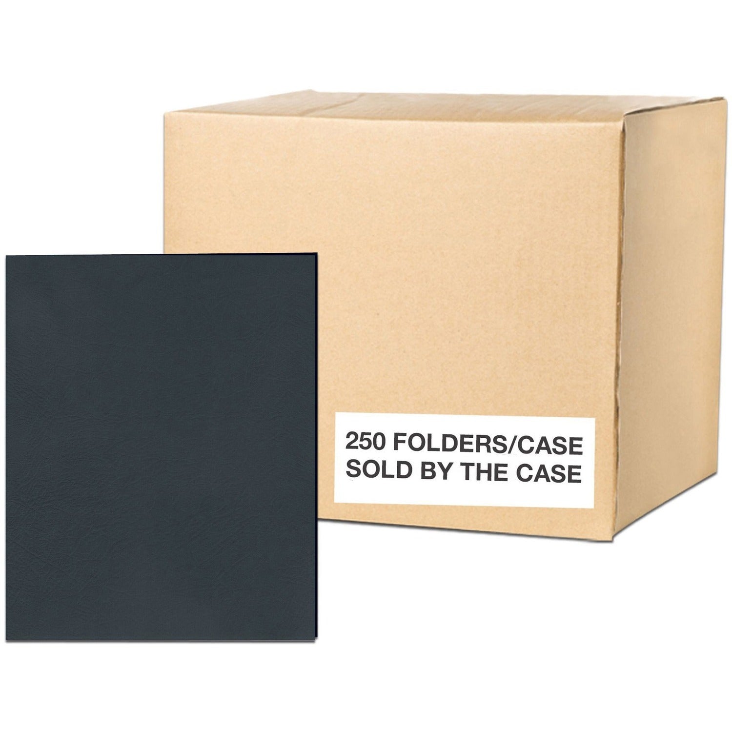 Roaring Spring Case of 10 Boxes of Paper Pocket Folders, 11.75"x9.5" , Twin Pockets hold 25 sheets each, 11 pt tag board, 25/box, Black Color