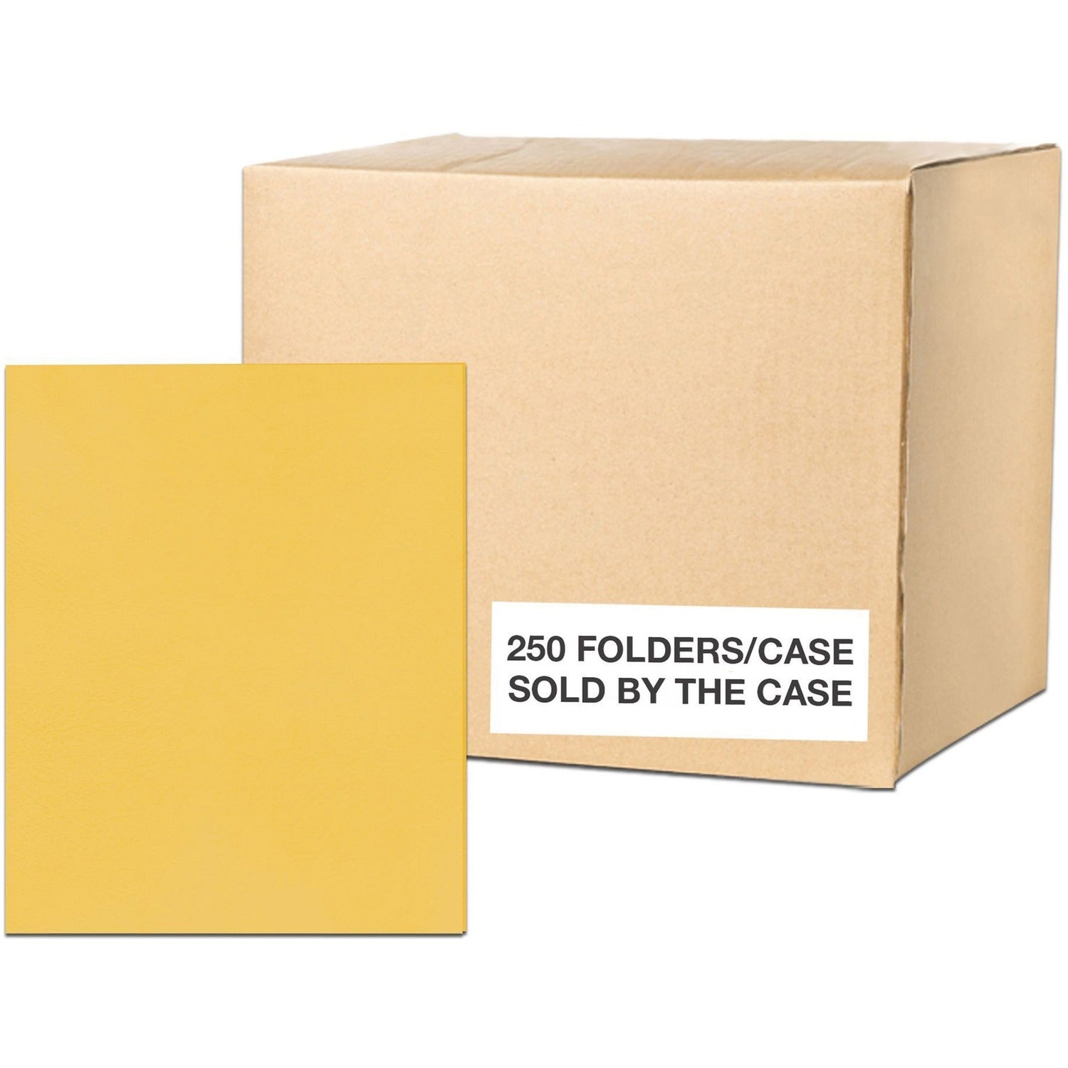 Roaring Spring Case of 10 Boxes of Paper Pocket Folders, 11.75"x9.5" , Twin Pockets hold 25 sheets each, 11 pt tag board, 25/box, gold Color