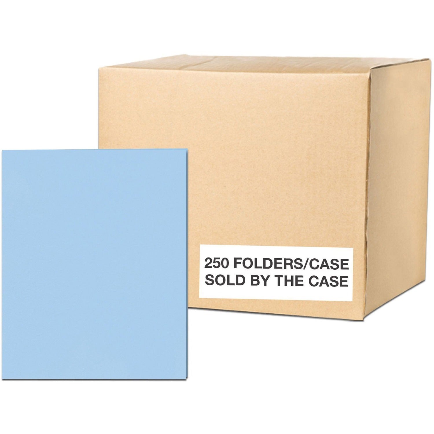Roaring Spring Case of 10 Boxes of Paper Pocket Folders, 11.75"x9.5" , Twin Pockets hold 25 sheets each, 11 pt tag board, 25/box, Light Blue Color