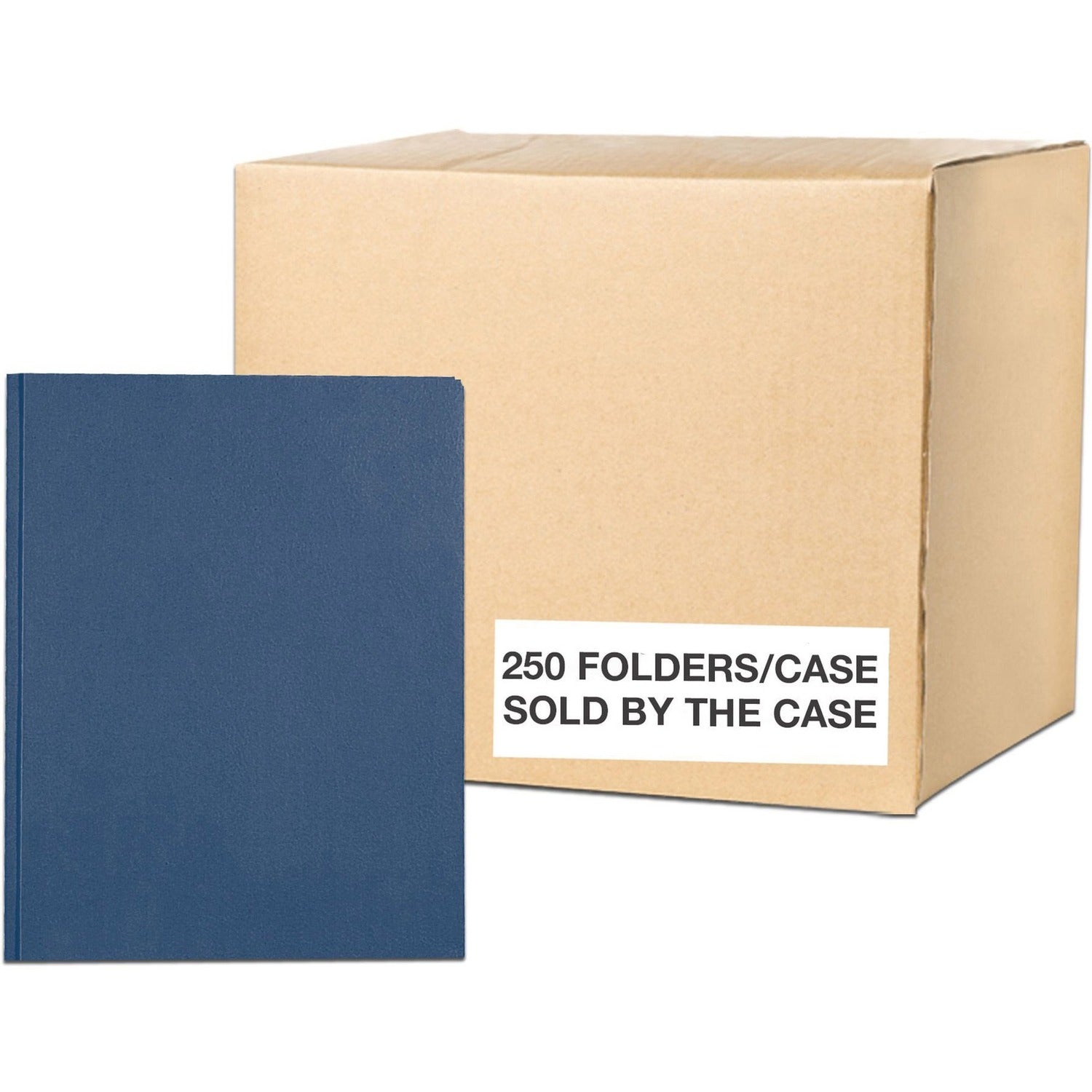 Roaring Spring Case of 10 Boxes of Pocket Folders with Prongs, 11.75"x9.5" , Twin Pockets hold 25 sheets each, 11 pt tag board, 25/box, Dark Blue Color