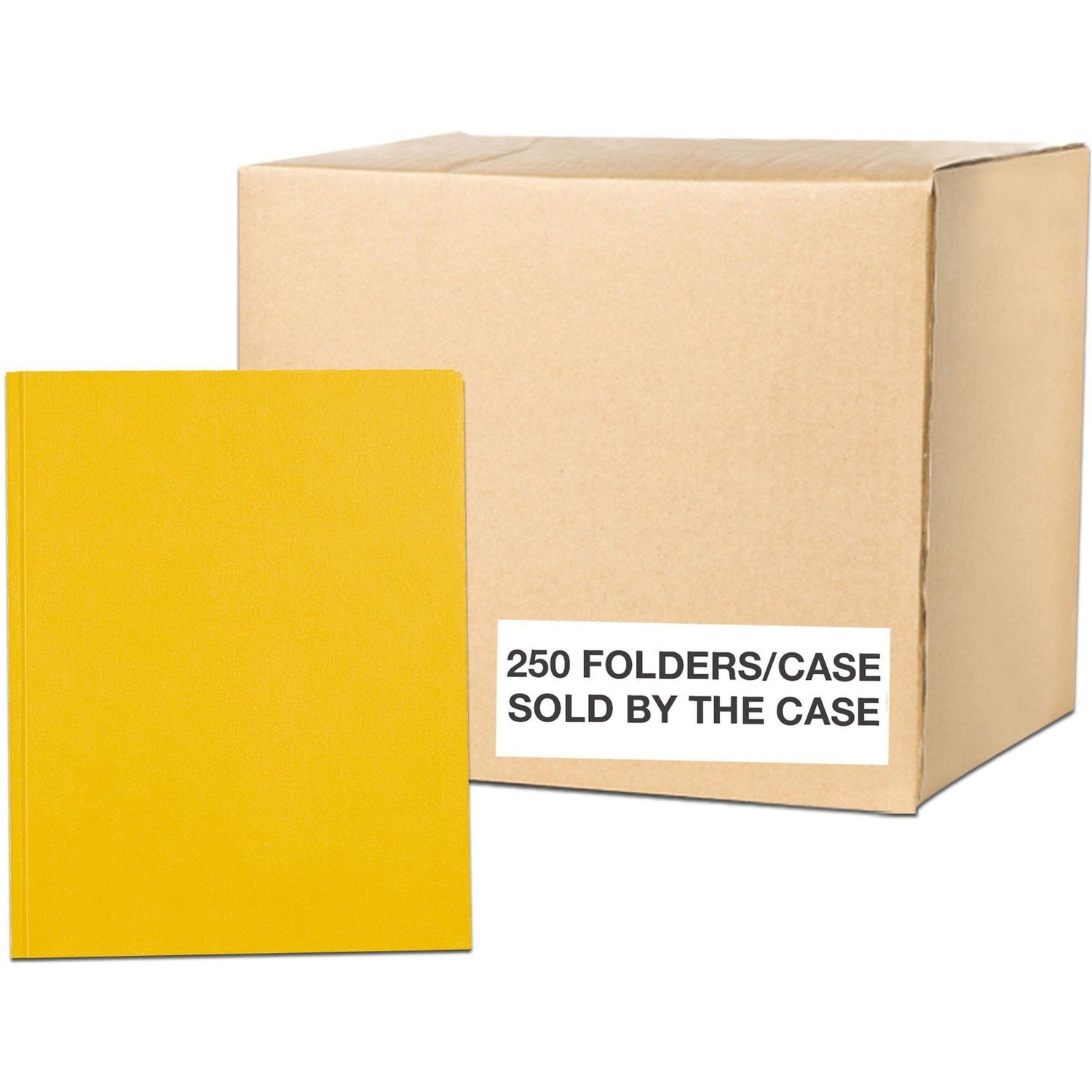 Roaring Spring Case of 10 Boxes of Pocket Folders with Prongs, 11.75"x9.5" , Twin Pockets hold 25 sheets each, 11 pt tag board, 25/box, Yellow Color
