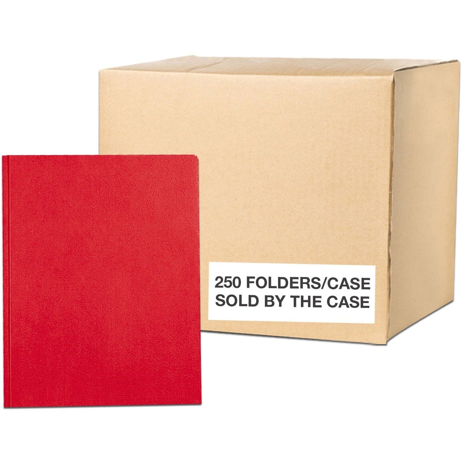 Roaring Spring Case of 10 Boxes of Pocket Folders with Prongs, 11.75"x9.5" , Twin Pockets hold 25 sheets each, 11 pt tag board, 25/box, Red Color
