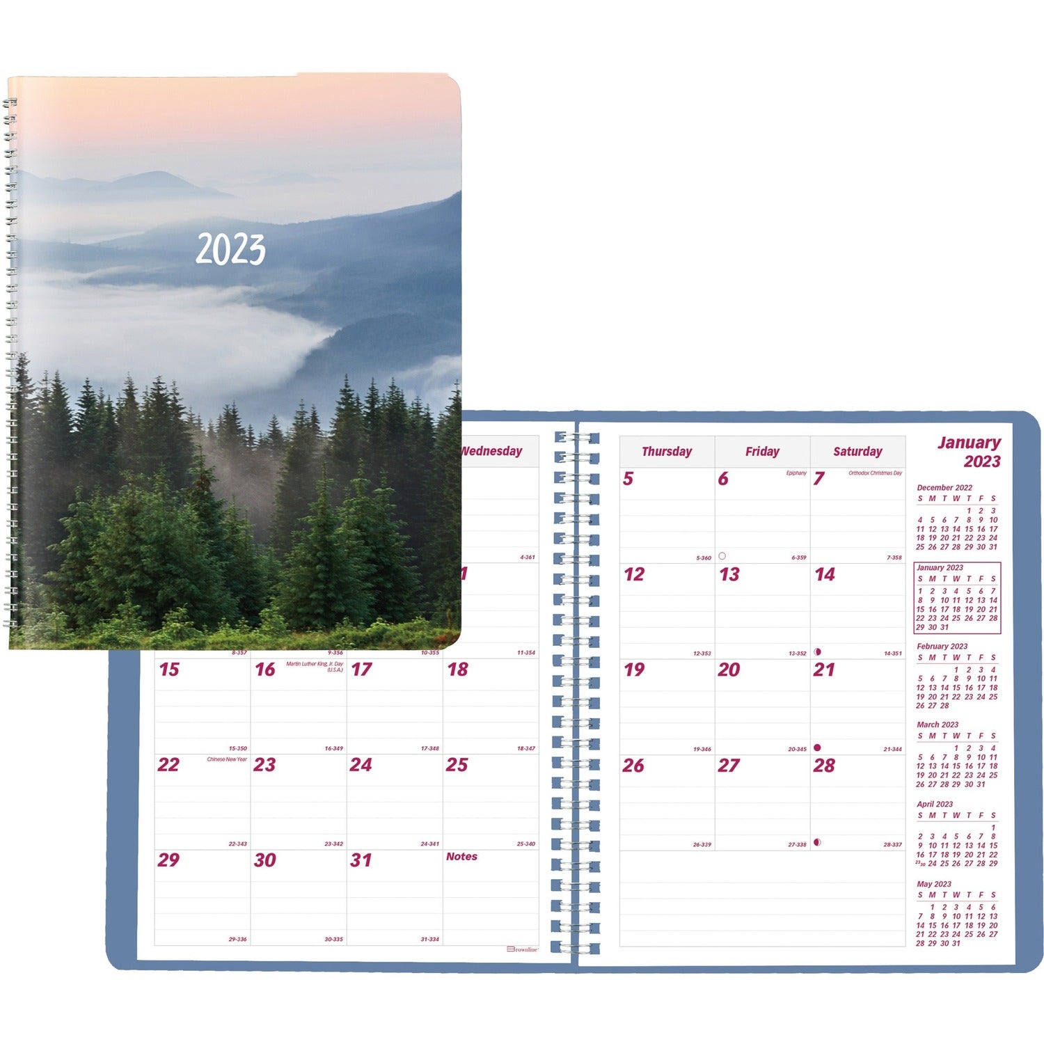 Brownline Essential Monthly Planner, Mountain Design