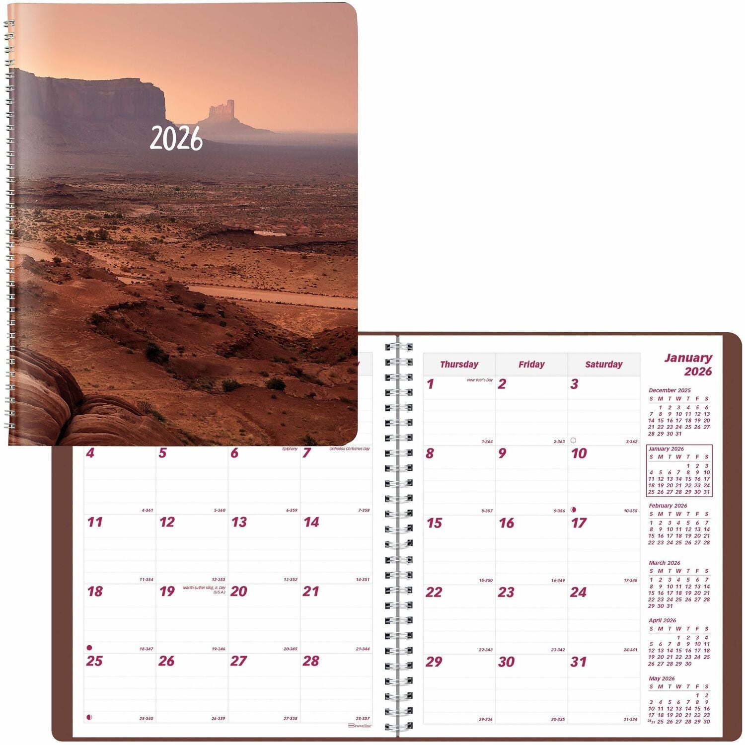 Brownline Essential Monthly Planner, Mountain Design