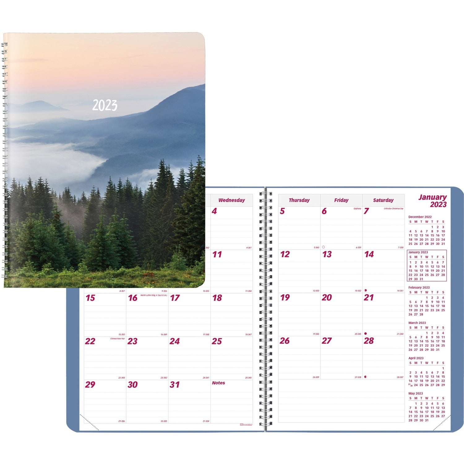 Brownline Essential Monthly Planner, Mountain Design