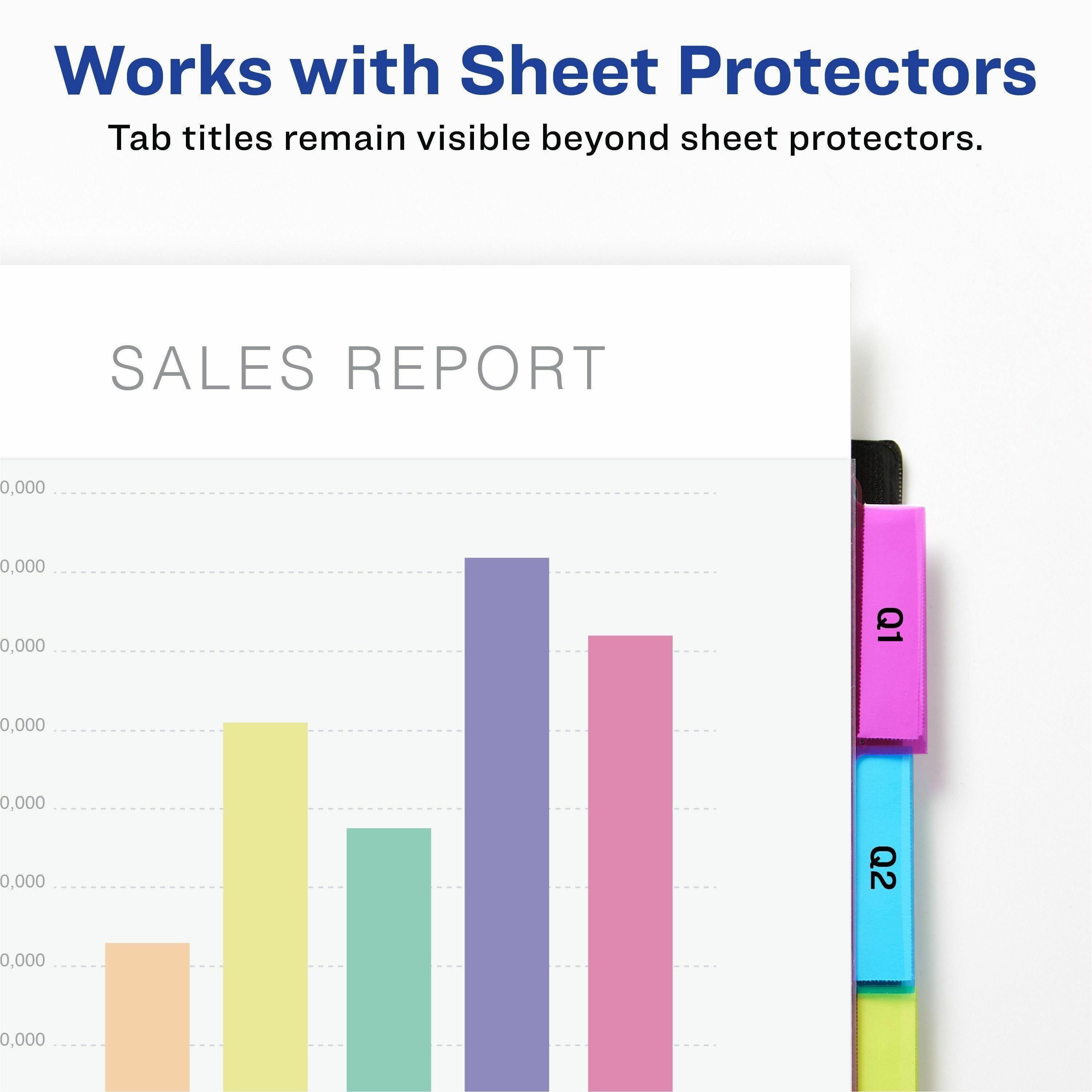 Avery Big Tab Insertable Plastic Dividers, Two-Tone, Two Pockets, 5-Tab Set, Multicolor (11988)