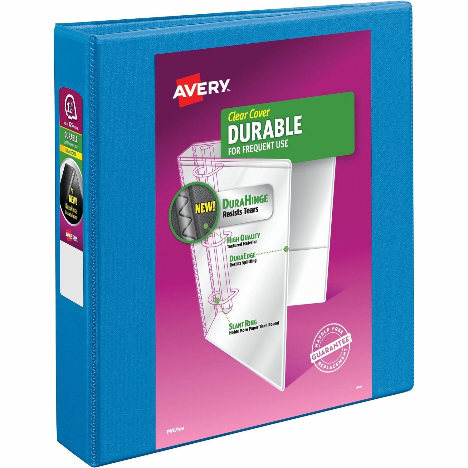 Avery Durable View 3 Ring Binder, 1.5" Slant Rings, Blue Binder (17834)