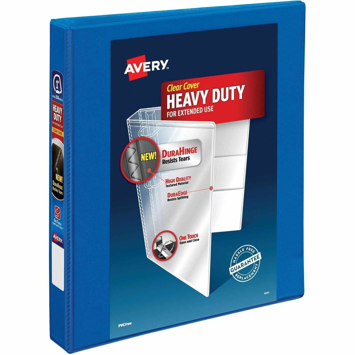 Avery Heavy-Duty View 3 Ring Binder, 1" One Touch Slant Rings, 1 Pacific Blue Binder (79720)