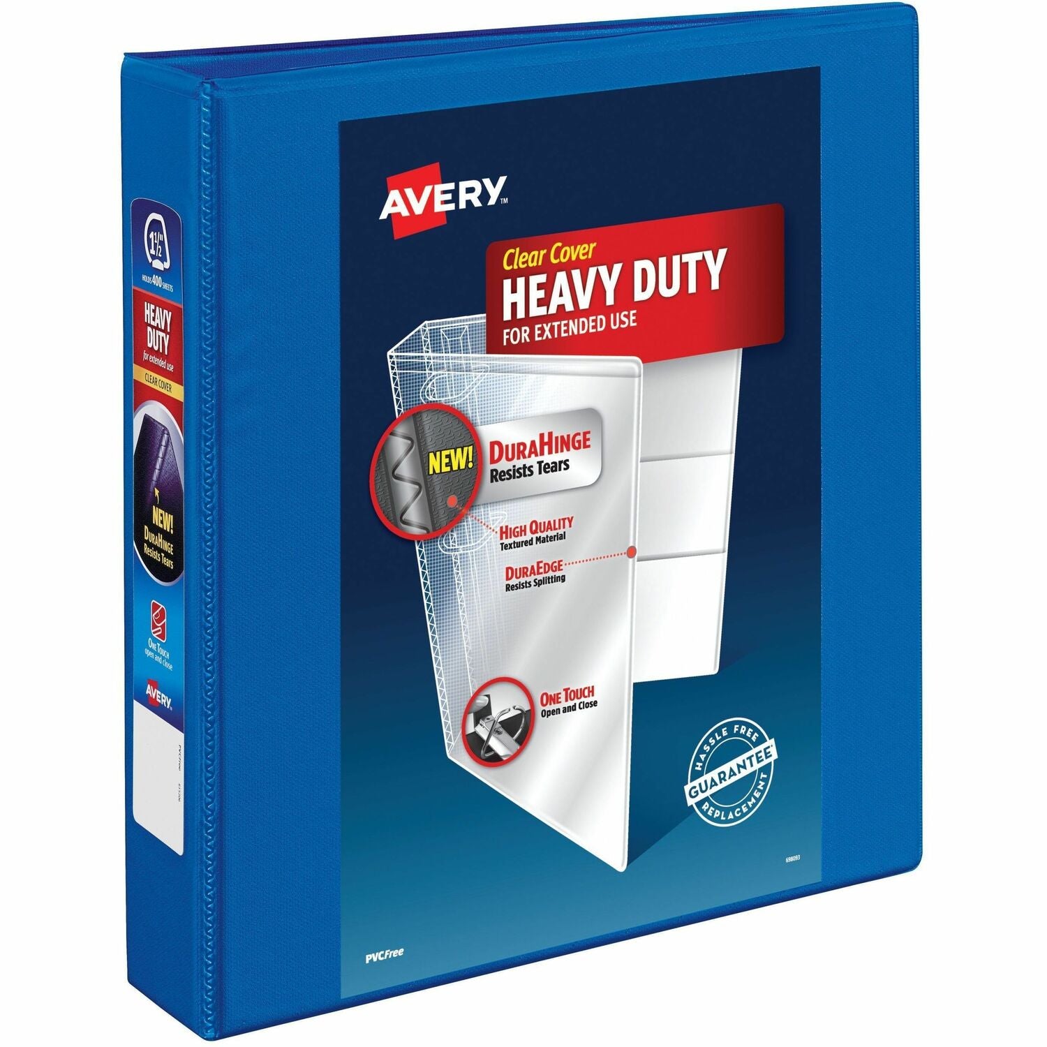 Avery Heavy-Duty View 3 Ring Binder, 1.5" One Touch Slant Rings, 1 Pacific Blue Binder (79722)
