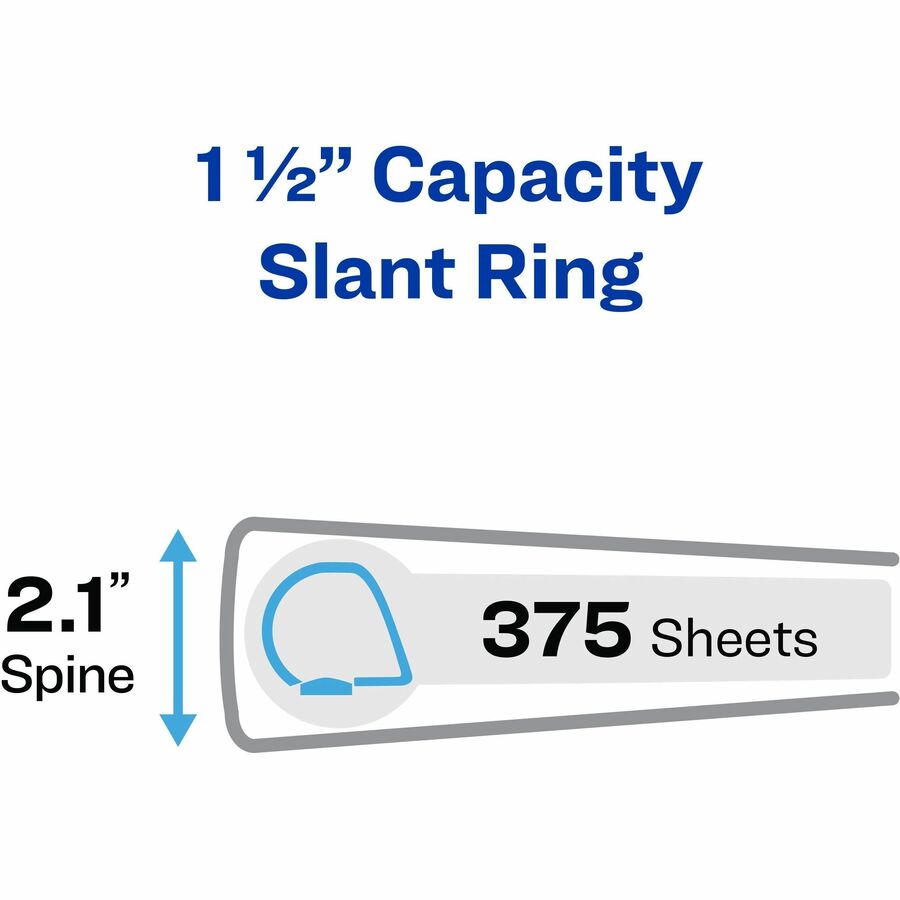 Avery Heavy-Duty View 3 Ring Binder, 1.5" One Touch Slant Rings, 1 Pacific Blue Binder (79722)