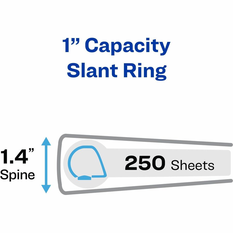 Heavy-Duty Non Stick View Binder with DuraHinge and Slant Rings, 3 Rings, 1" Capacity, 11 x 8.5, White, 4/Pack