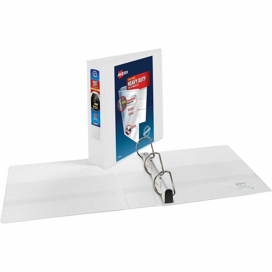 Heavy-Duty Non Stick View Binder with DuraHinge and Slant Rings, 3 Rings, 2" Capacity, 11 x 8.5, White, 4/Pack