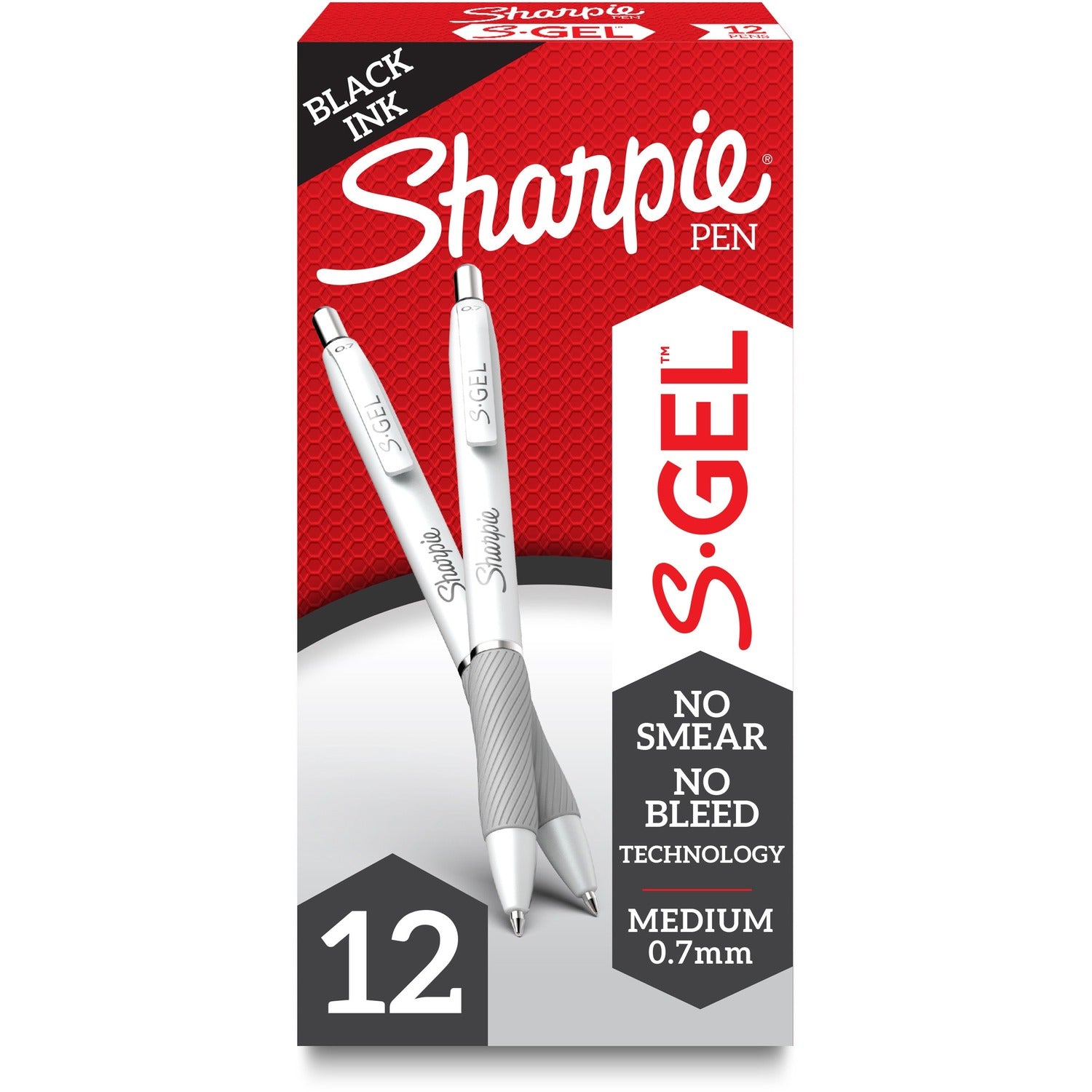 S-Gel Fashion Barrel Gel Pen, Retractable, Medium 0.7 mm, Black Ink, Pearl White Barrel, Dozen