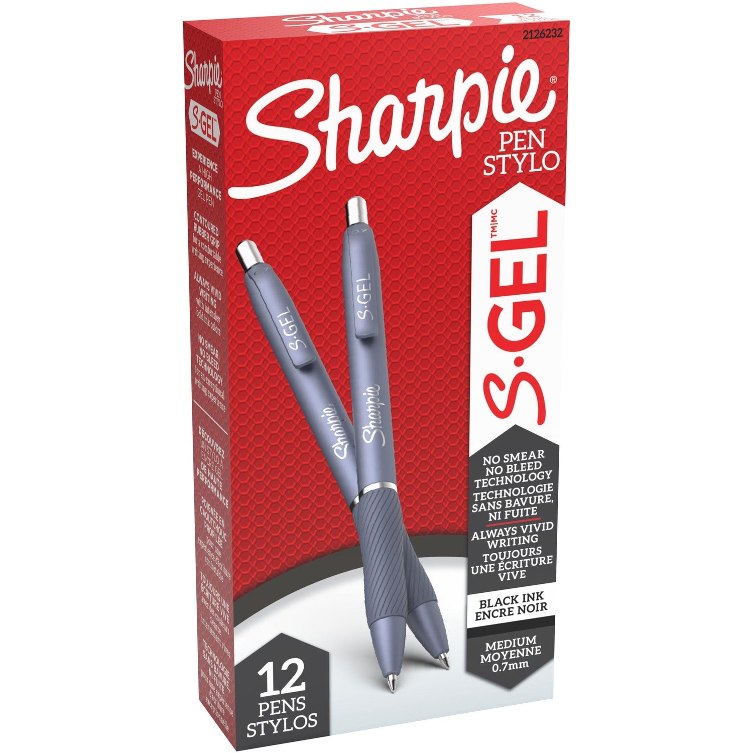 S-Gel Fashion Barrel Gel Pen, Retractable, Medium 0.7 mm, Black Ink, Frost Blue Barrel, Dozen