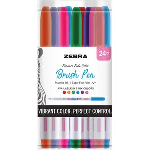 Zebra Pen Funwari Brush Pen Super Fine Assorted 24pc Cup Display