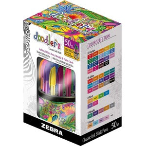 Zebra Pen Doodler'z Gel Stick Assorted 50Pk w Cup