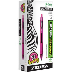 Zebra Pen Z-Grip Retractable Ballpoint LV 1.0mm Fuchsia Dozen
