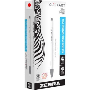 Zebra Pen ClickArt Retractable Marker Pen 0.6mm Red Dozen