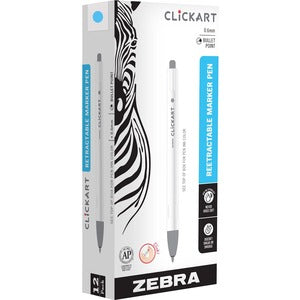 Zebra Pen ClickArt Retractable Marker Pen 0.6mm Light Blue Dozen