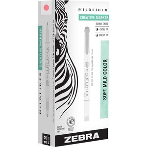 Zebra Pen Mildliner Double Ended Highlighter Coral Pink Dozen