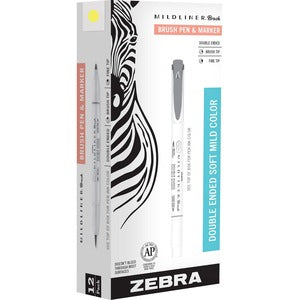 Zebra Pen Mildliner Double Ended Brush Pen Yellow Dozen